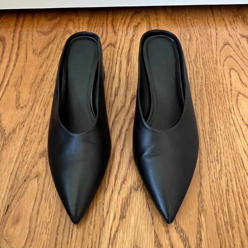 Vince Black Point-Toe Leather Mules - Size 7